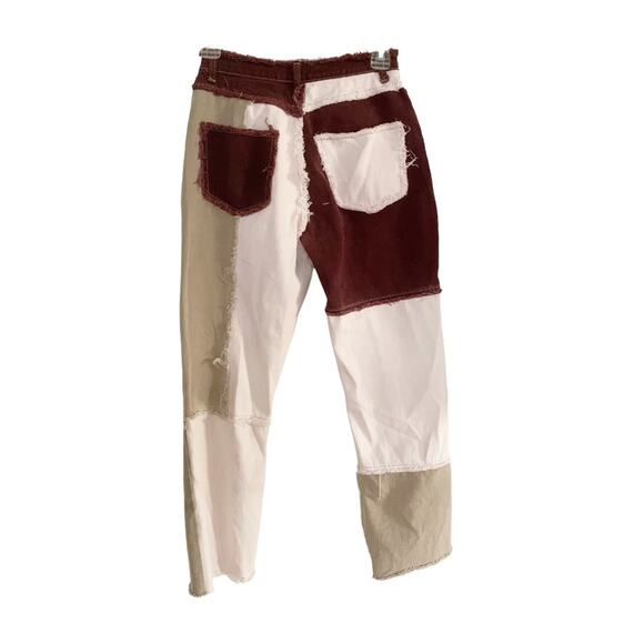 Distressed Patchwork Tri-Tone Hi Rise Jeans Size XS - Picture 6 of 8